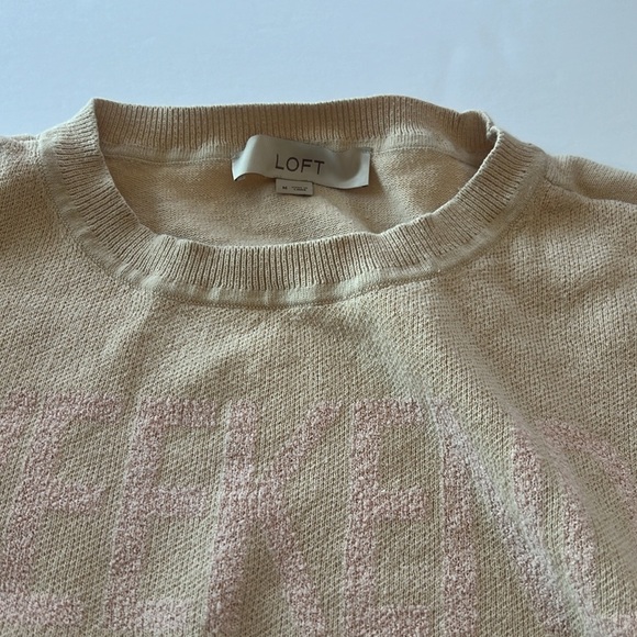 Ann Taylor LOFT WEEKEND Sweater Size Medium Beige Pink Drop Shoulder - Picture 7 of 10